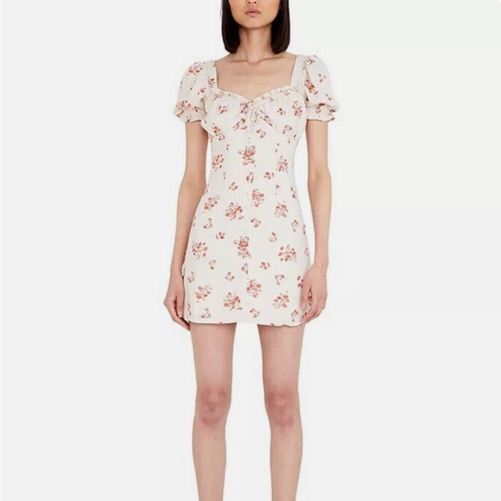 ❤️Bardot Beige Floral Lucinta Ruffled Mini Dress Size XS